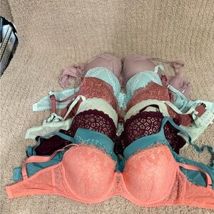 Victoria's Secret Lace Bra Collection - Coral, Teal, Burgundy